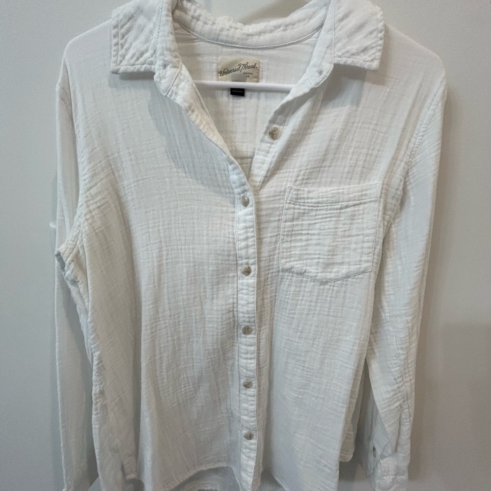 Gauzy White Button-Up Shirt